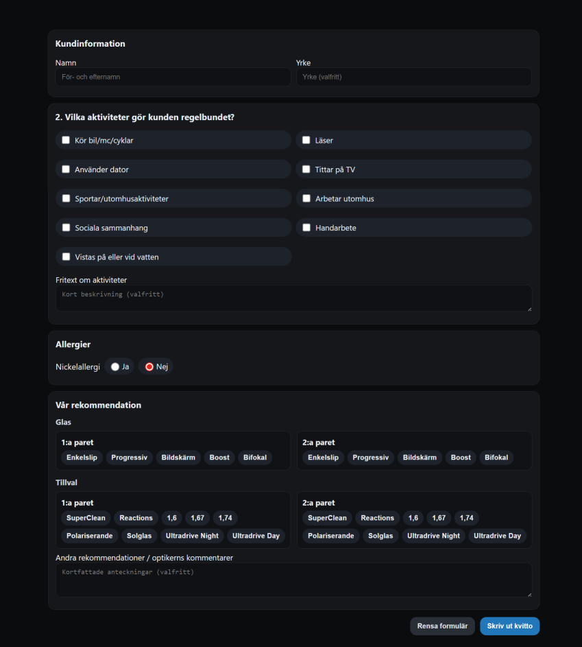 Specsavers needs analysis tool